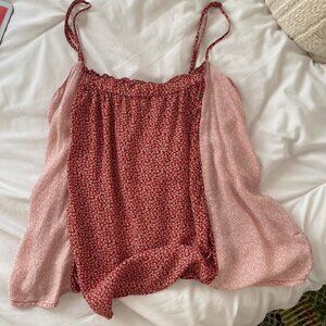 Anthropologie Floreat Women's Red and Pink Tank / Camisole Size L
